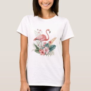 Flamingo With Flowers T-Shirt