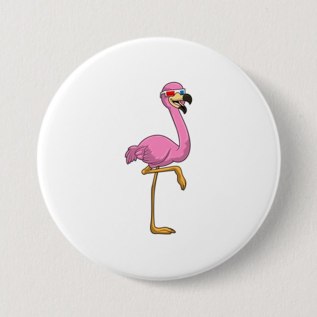 Flamingo with Glasses 7.5 Cm Round Badge (Front)
