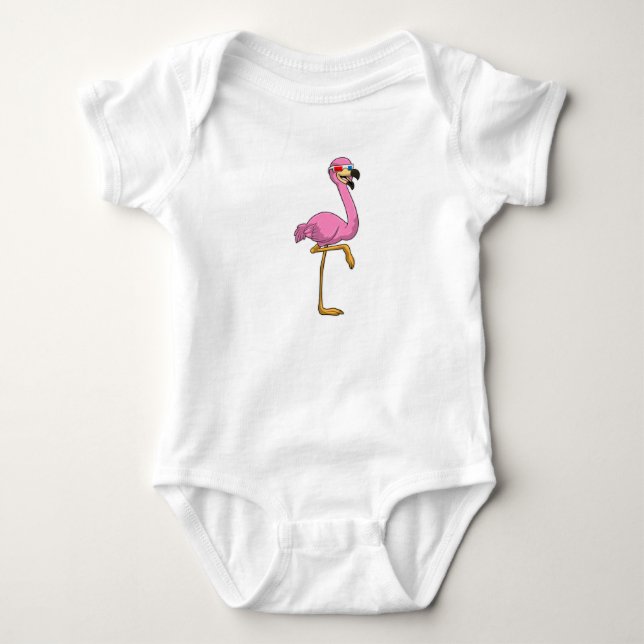 Flamingo with Glasses Baby Bodysuit (Front)