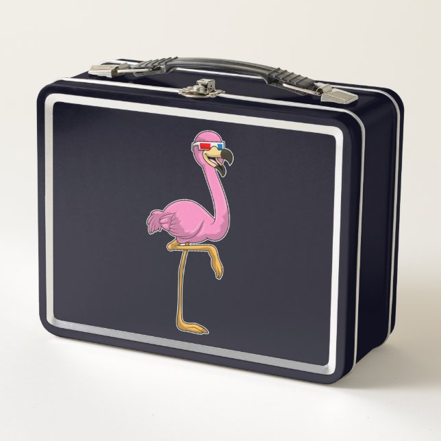 Flamingo with Glasses Metal Lunch Box (Front)
