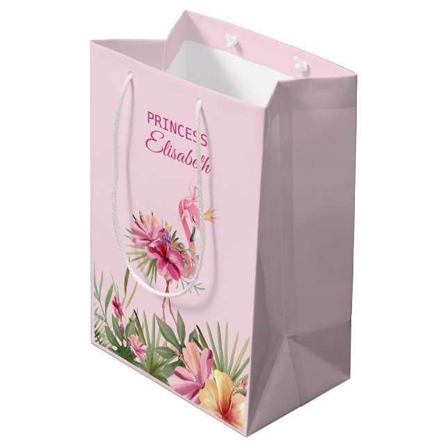 Flamingo With Golden Crown Medium Gift Bag (Back Angled)