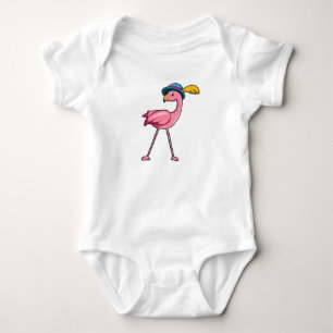Flamingo with Hat & Feather Baby Bodysuit