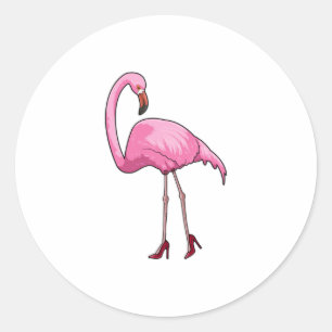 Flamingo with High heels Classic Round Sticker