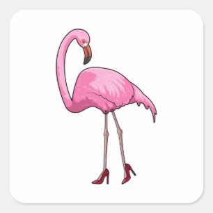 Flamingo with High heels Square Sticker