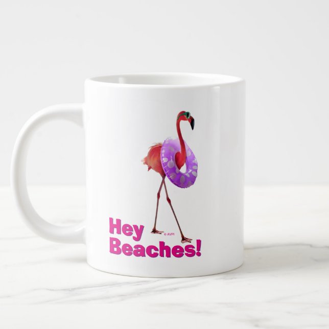 Flamingo With Inner Tube Large Coffee Mug (Left)