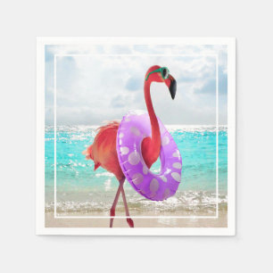 Flamingo With Inner Tube Napkin