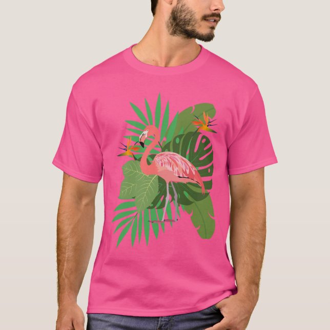 Flamingo with leaves T-Shirt (Front)