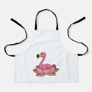 Flamingo with Lotus flower Apron