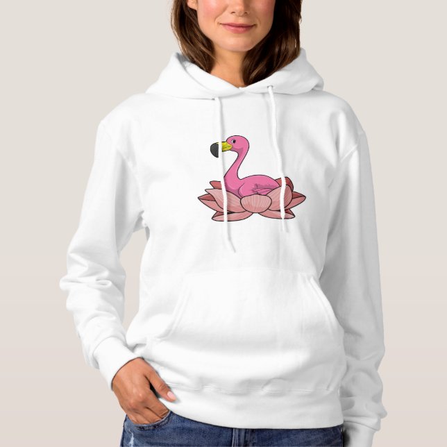 Flamingo with Lotus flower Hoodie (Front)