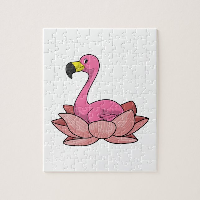 Flamingo with Lotus flower Jigsaw Puzzle (Vertical)