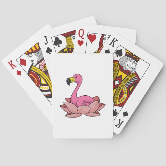 Flamingo with Lotus flower Playing Cards (Back)