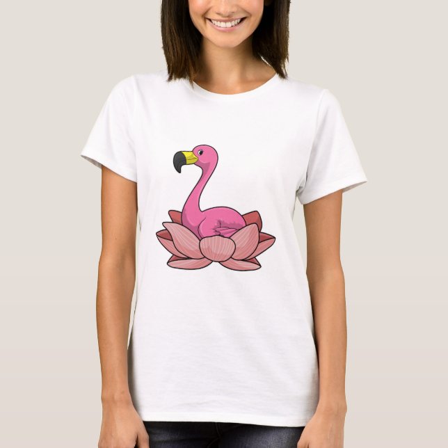 Flamingo with Lotus flower T-Shirt (Front)