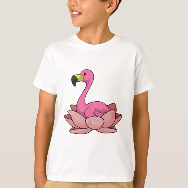 Flamingo with Lotus flower T-Shirt (Front)