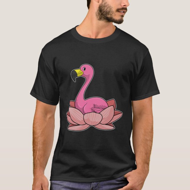 Flamingo with Lotus flower T-Shirt (Front)