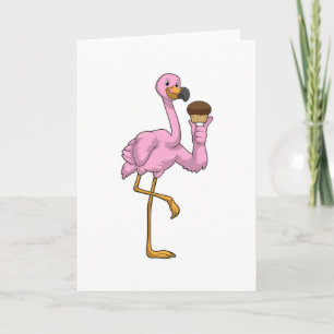 Flamingo with Muffin Card