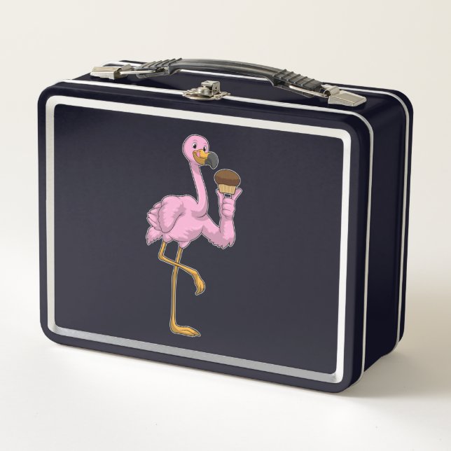 Flamingo with Muffin Metal Lunch Box (Front)
