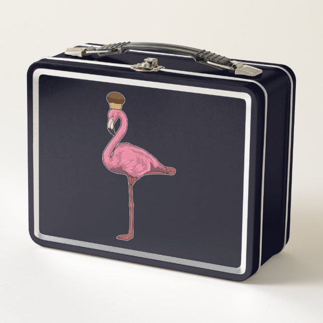 Flamingo with Muffin Metal Lunch Box (Front)
