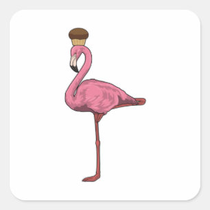 Flamingo with Muffin Square Sticker