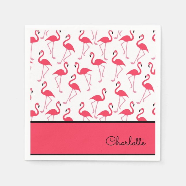 Flamingo with Name Napkin (Front)