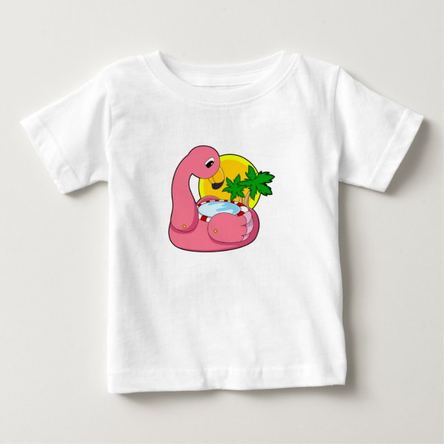 Flamingo with Pool Baby T-Shirt (Front)