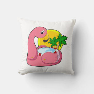 Flamingo with Pool Cushion