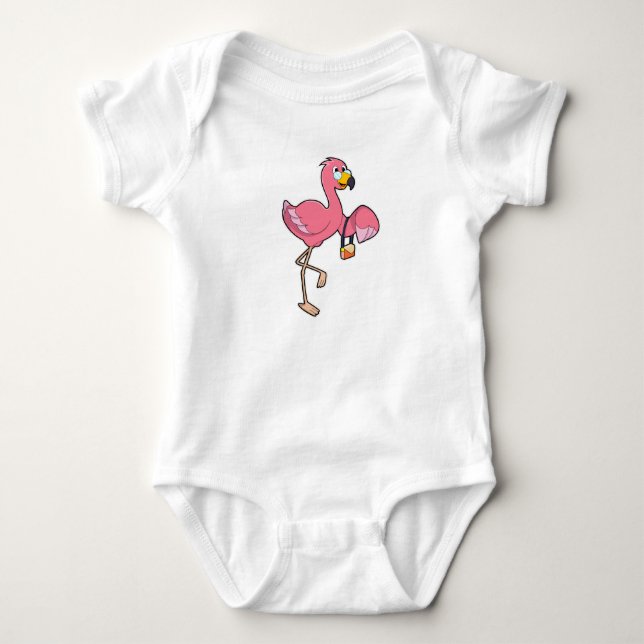 Flamingo with Purse Baby Bodysuit (Front)