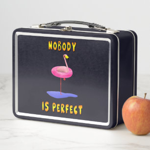 Flamingo with real swimming ring, funny  metal lunch box