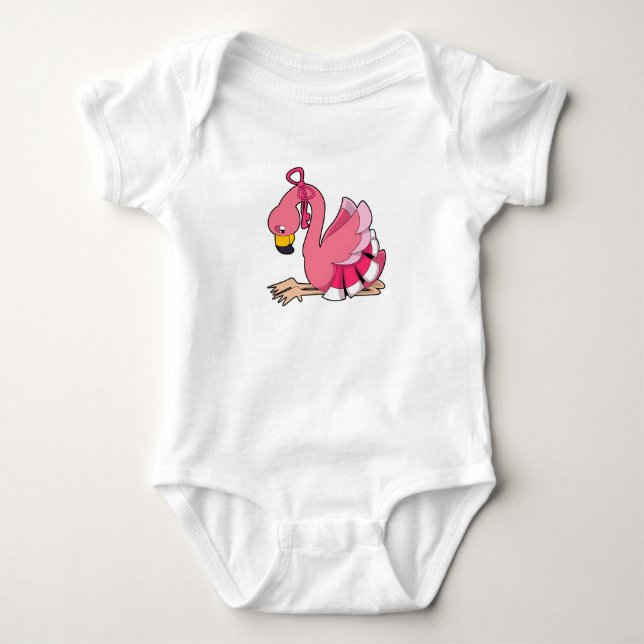 Flamingo with Ribbon Baby Bodysuit (Front)