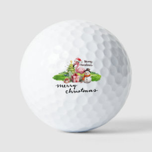 Flamingo with Santa Hat Golf Balls