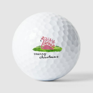 Flamingo with Santa Hat Golf Balls