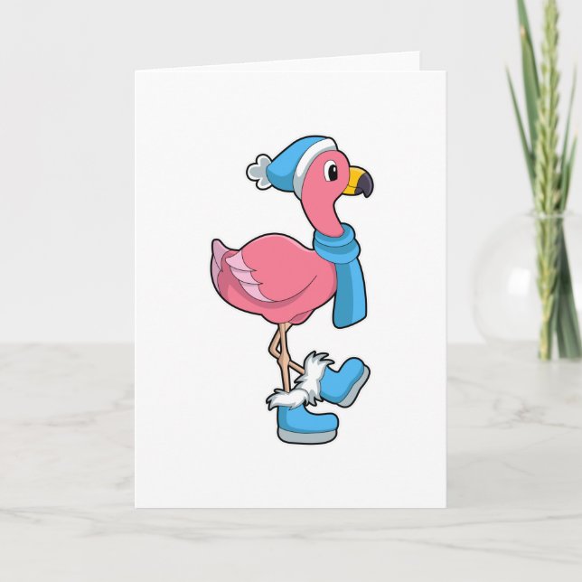 Flamingo with Scarf & Hat Card (Front)