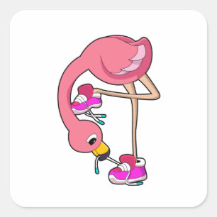 Flamingo with Shoes Square Sticker