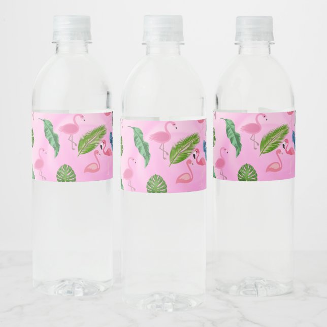 flamingo with snow merry christmas no.1 water bottle label (Bottles)