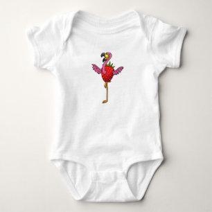 Flamingo with Strawberry Baby Bodysuit