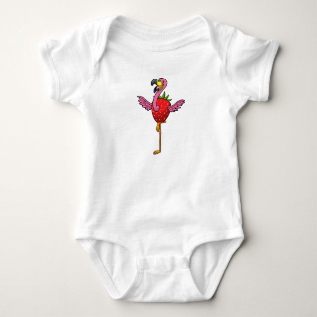 Flamingo with Strawberry Baby Bodysuit (Front)