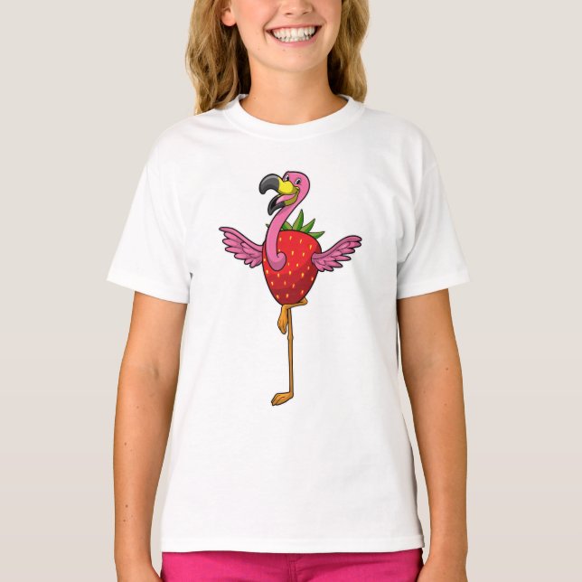 Flamingo with Strawberry T-Shirt (Front)