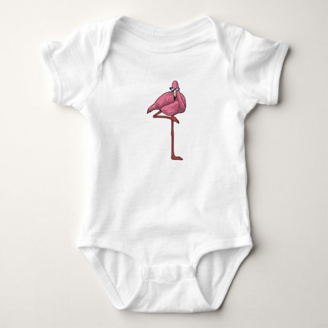 Flamingo with Sunglasses Baby Bodysuit (Front)