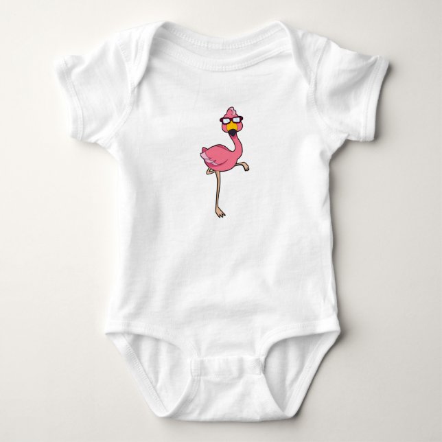 Flamingo with Sunglasses Baby Bodysuit (Front)