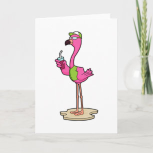 Flamingo with Sunglasses & Cap Card
