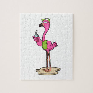 Flamingo with Sunglasses & Cap Jigsaw Puzzle