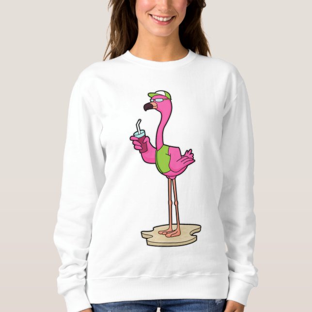 Flamingo with Sunglasses & Cap Sweatshirt (Front)
