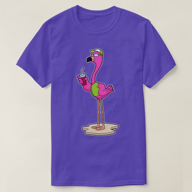 Flamingo with Sunglasses Cap T-Shirt (Design Front)