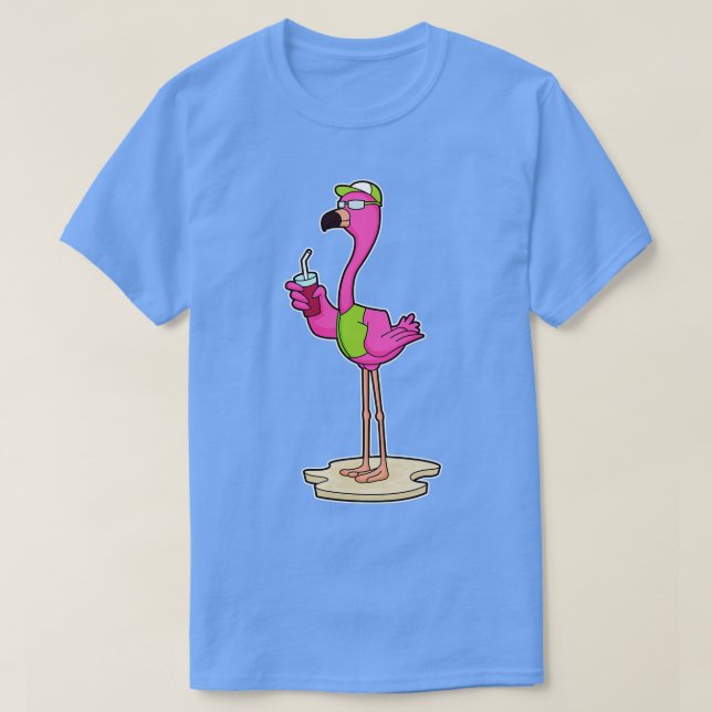Flamingo with Sunglasses Cap T-Shirt (Design Front)