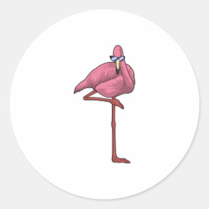Flamingo with Sunglasses Classic Round Sticker