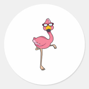 Flamingo with Sunglasses Classic Round Sticker