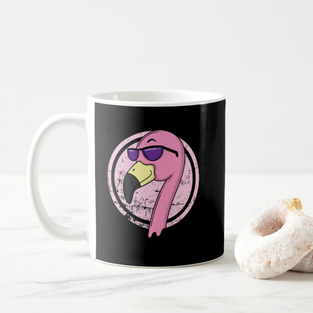 Flamingo with sunglasses coffee mug (With Donut)