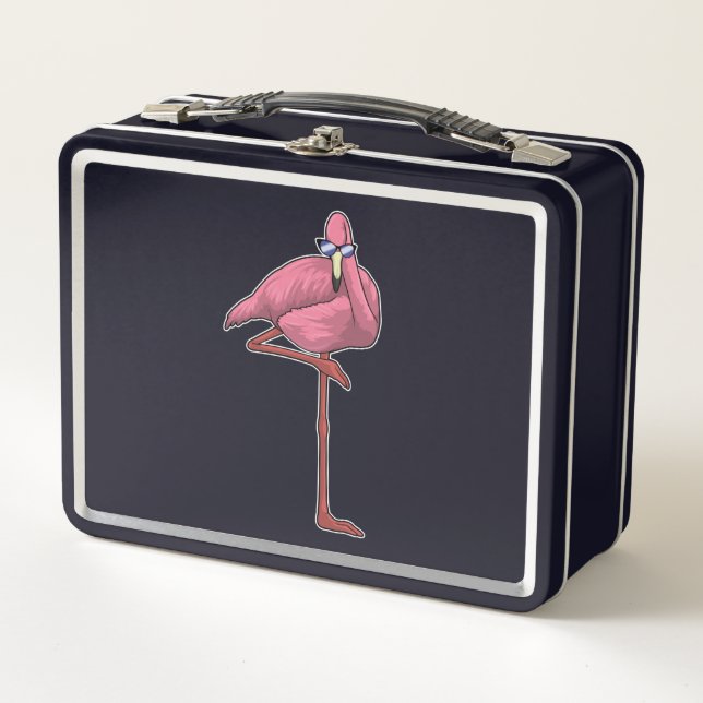 Flamingo with Sunglasses Metal Lunch Box (Front)