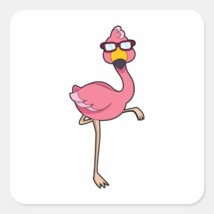 Flamingo with Sunglasses Square Sticker