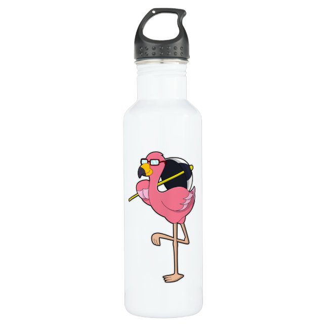 Flamingo with Umbrella 710 Ml Water Bottle (Front)