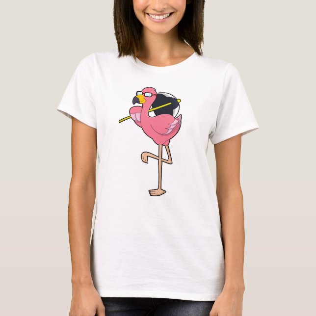 Flamingo with Umbrella T-Shirt (Front)